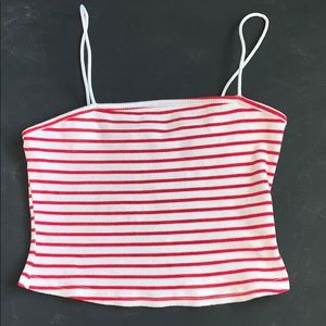 Red & white striped crop top